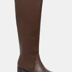 Kožené kozačky Lauren Ralph Lauren Charly dámské, hnědá barva, na podpatku, 802974388002