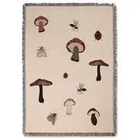 Bavlněná deka ferm LIVING Forest Tapestry 120 x 170 cm béžová barva