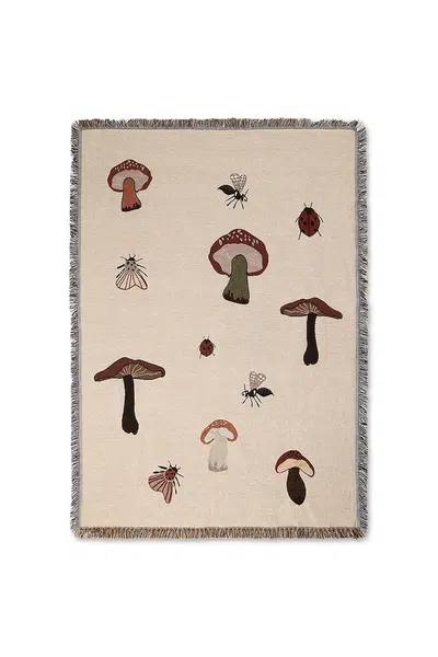Bavlněná deka ferm LIVING Forest Tapestry 120 x 170 cm béžová barva