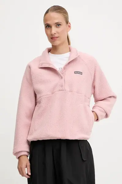 Fleecová mikina Columbia Jasper dámská, růžová barva, hladká, 2142381