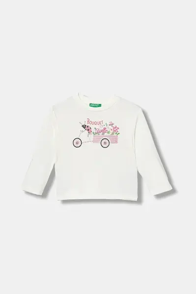 Dětské bavlněné tričko s dlouhým rukávem United Colors of Benetton