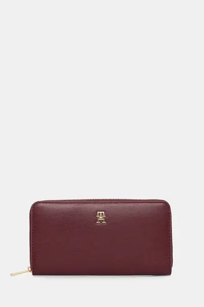 Peněženka Tommy Hilfiger dámská, vínová barva, AW0AW17744