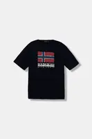 Dětské bavlněné tričko Napapijri S-ADIGE tmavomodrá barva, s potiskem, NP0A88ZW1761