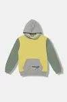 Dětská bavlněná mikina United Colors of Benetton zelená barva, s kapucí, s potiskem, 3J68C204V