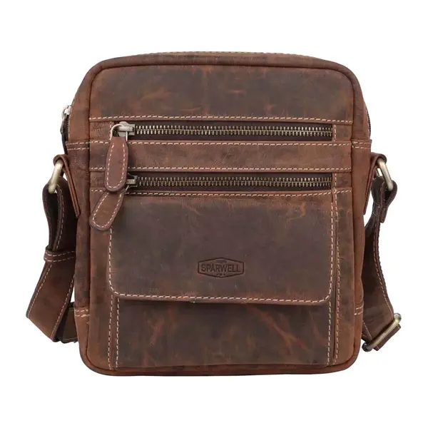 Pánska kožená taška cez rameno Sparwell Luker - hnedá
