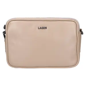 Dámska kožená crossbody kabelka Lagen Bruna - béžová