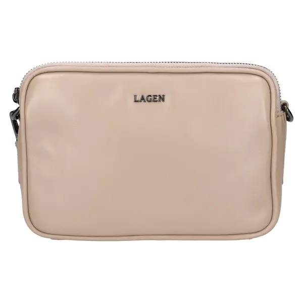 Dámska kožená crossbody kabelka Lagen Bruna - béžová