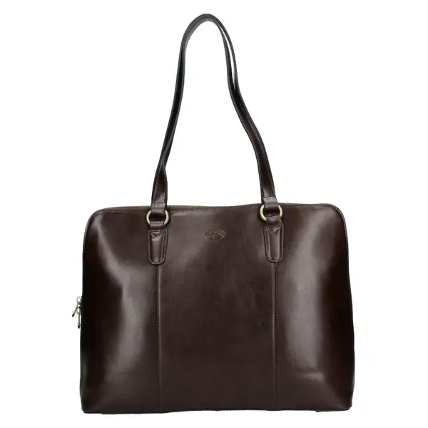 Elegantná dámska kožená kabelka Katan Apolens - tmavo hnedá