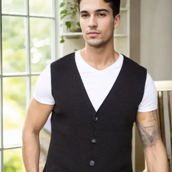 90862 Dewberry Mens Knitwear Vest-BLACK