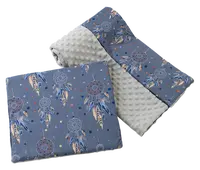 Medi Partners Quilt 75x100 + pillow 35x30 cotton + minky – Dreamcatchers + gray minky
