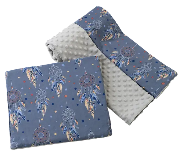 Medi Partners Quilt 75x100 + pillow 35x30 cotton + minky – Dreamcatchers + gray minky