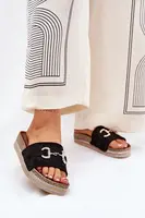 Boto Dámske Sandále Na Platforme So Zlatou Dekoráciou A Leskom Čierne Morisela