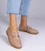 marka niezdefiniowana Brown loafers with gold decoration Feola