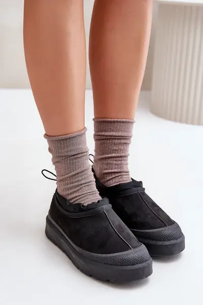 PS1 Dámske Snehové Topánky Na Platforme S Nízkych Zvrškom Čierne Izamine