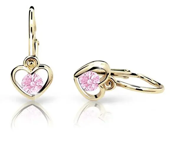 Cutie Jewellery Dětské náušnice ze žlutého zlata C1943-10-X-1 růžová