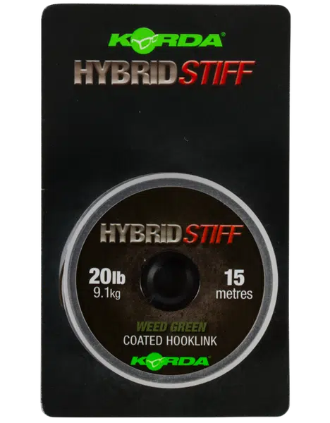 Korda návazcová šňůra hybrid stiff 20 lb 15 m - weed green