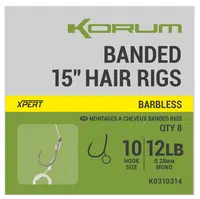 Korum návazec banded hair rigs barbless 8 ks délka 15" - velikost háčku 14