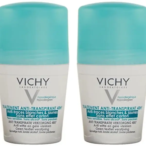 Vichy Sada kuličkových antiperspirantů proti bílým a žlutým skvrnám 2 x 50 ml