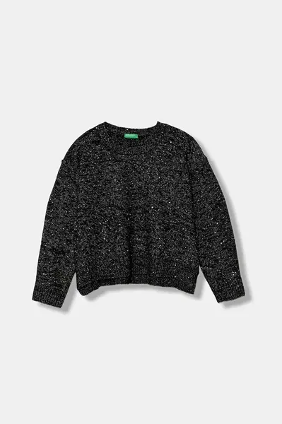 Dětský svetr s příměsí vlny United Colors of Benetton černá barva, 1VPUC108V