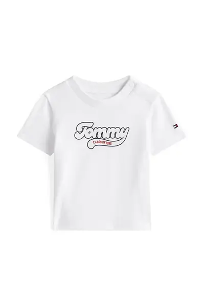 Dětské bavlněné tričko Tommy Hilfiger bílá barva, KN0KN02055