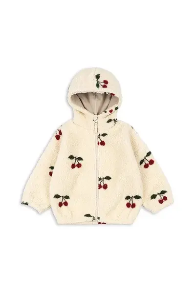 Dětská bunda Konges Sløjd JODY TEDDY HOODIE GRS béžová barva, vzorovaná, KS104068