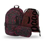 BAAGL SADA 3 Red Polygon: batoh, peračník, vrecko