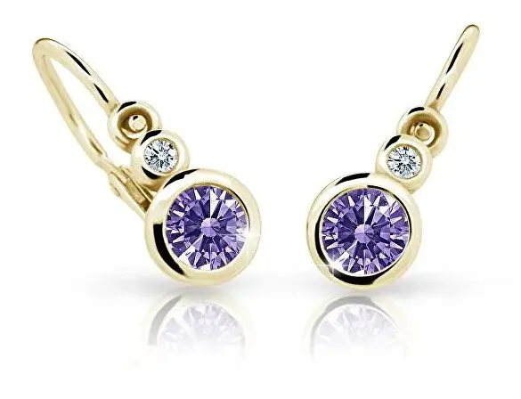 Cutie Jewellery Dětské náušnice ze žlutého zlata C1984-10-X-1 fialová