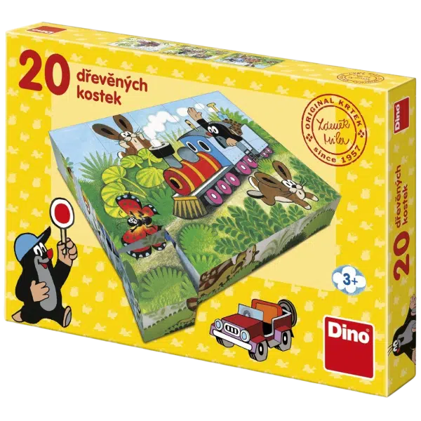 Dino - Dřevěné kostky Krtek a dopravní prostředky 20 kostek
