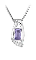 Silver Cat Stříbrný náhrdelník se syntetickým ametystem SC471 (řetízek, přívěsek)