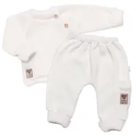 Rastúci pletený svetrík a nohavice s vreckom Hand Made 2D, Nature - smotanový