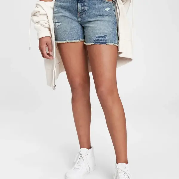GAP Dětské džínové kraťasy teen sky high-rise denim shorts with stret - Holky