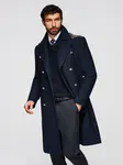 Ombre Men's double-breasted coat with wool and decorative shoulder applications -