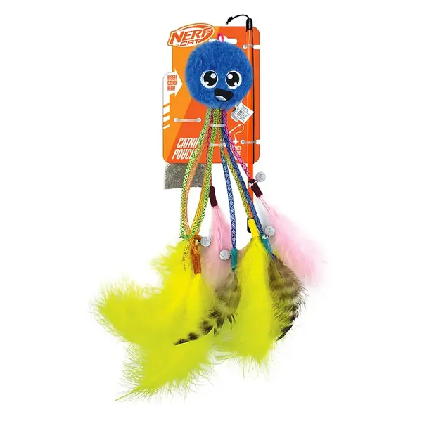 NERF CAT Hračka pro kočky chobotnička s rolničkami a hůlkou 30 cm
