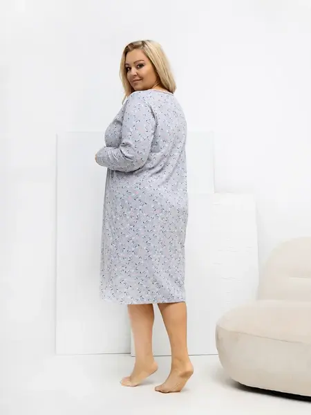 Plus size noční košile s dlouhými rukávy