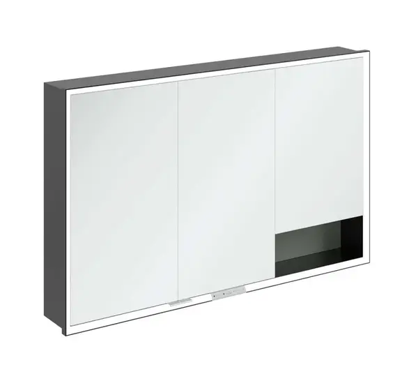 Villeroy & Boch My View+ - Zrcadlová skříňka s LED osvětlením 120x75x17 cm, 3 dvířka, Soft Green/matná černá B48212AF