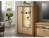 Skříňka s prosklením Flores, dub gustavson/antracit