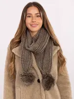 Tmavobéžový šál s brmbolcami