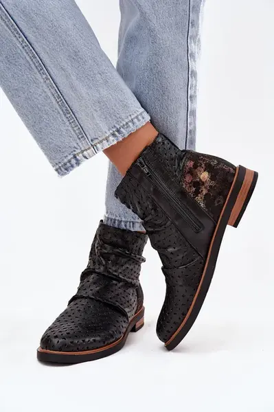 Kožené členkové topánky s perforovaným vzorom Maciejka