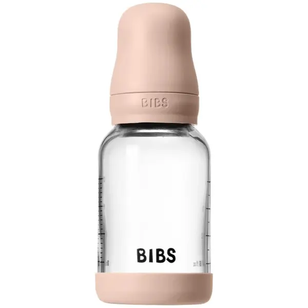 BIBS Baby Glass Bottle Silicone antikoliková fľaša so silikónovým náustkom Blush 120 ml