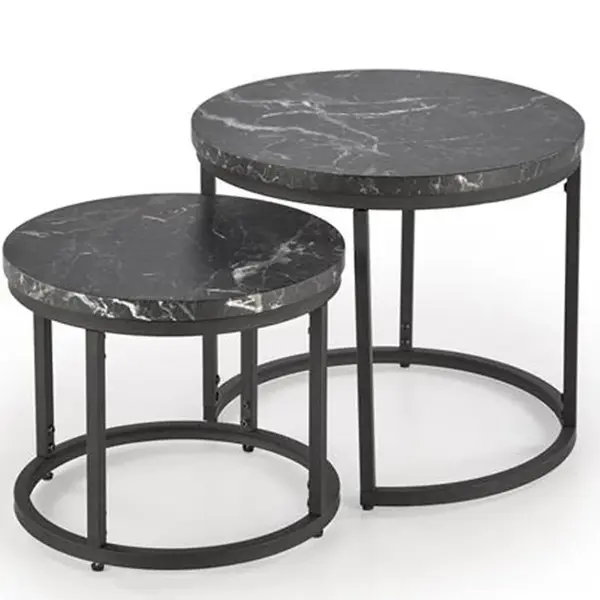 Konferenčný stolík Oreo čierna mramor/čierna