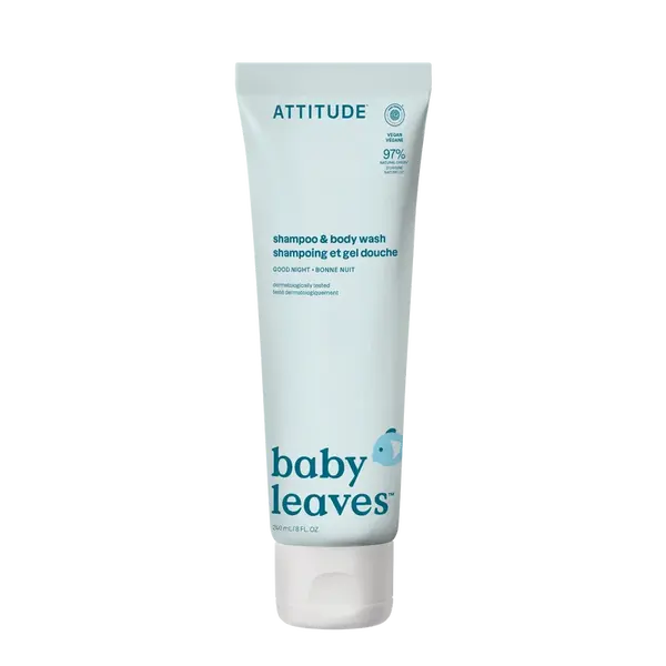 ATTITUDE Dětský šampon a tělové mýdlo (2 v 1) Baby leaves s vůní Good night 240 ml
