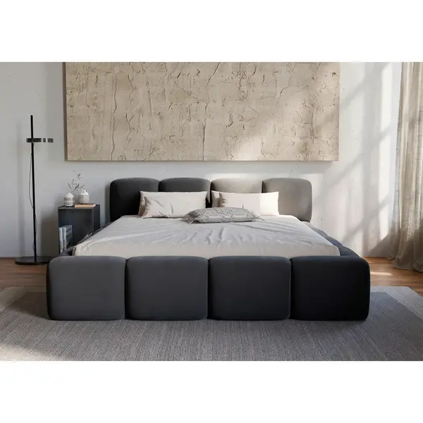 Carryhome ČALOUNĚNÁ POSTEL, 180/200 cm, černá