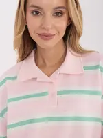 Růžová pruhovaná halenka s krátkým rukávem