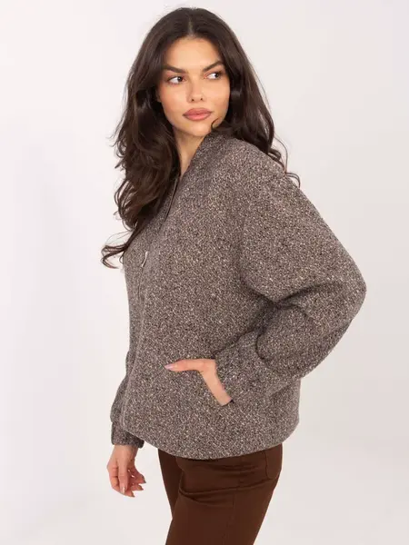 Dámska mikina na zips v tmavobéžovej farbe