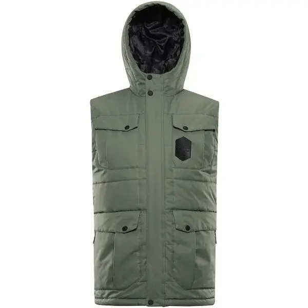 ALPINE PRO HARD Pánská zateplená vesta, tmavě zelená, velikost 4XL
