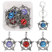 6Pcs 3 Colors Glass Pendants