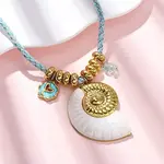 304 Stainless Steel Enamel & Natural Shell Pendant Cord Necklaces