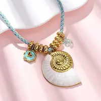 304 Stainless Steel Enamel & Natural Shell Pendant Cord Necklaces