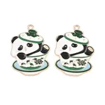 Cute Panda Teapot Alloy Enamel Pendants