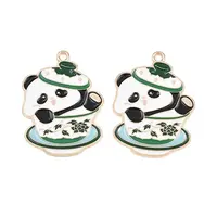 Cute Panda Teapot Alloy Enamel Pendants